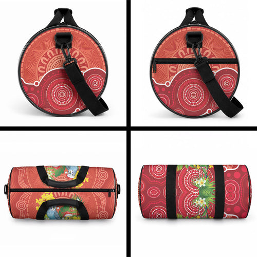 Budgerigar Australia Christmas Duffle Bag Budgies Golden Wattle Aboriginal Red