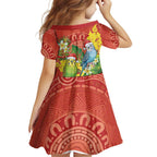 Budgerigar Australia Christmas Family Matching Long Sleeve Bodycon Dress and Hawaiian Shirt Budgies Golden Wattle Aboriginal Red - Aussie Hoodie