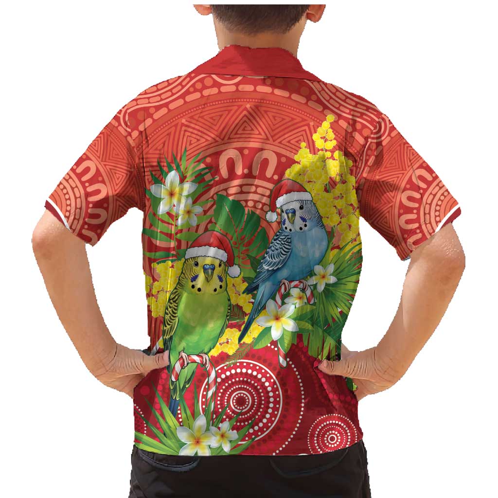 Budgerigar Australia Christmas Family Matching Mermaid Dress and Hawaiian Shirt Budgies Golden Wattle Aboriginal Red - Aussie Hoodie