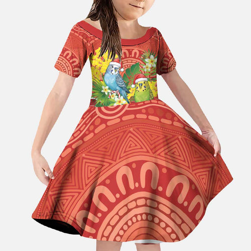 Budgerigar Australia Christmas Family Matching Mermaid Dress and Hawaiian Shirt Budgies Golden Wattle Aboriginal Red - Aussie Hoodie