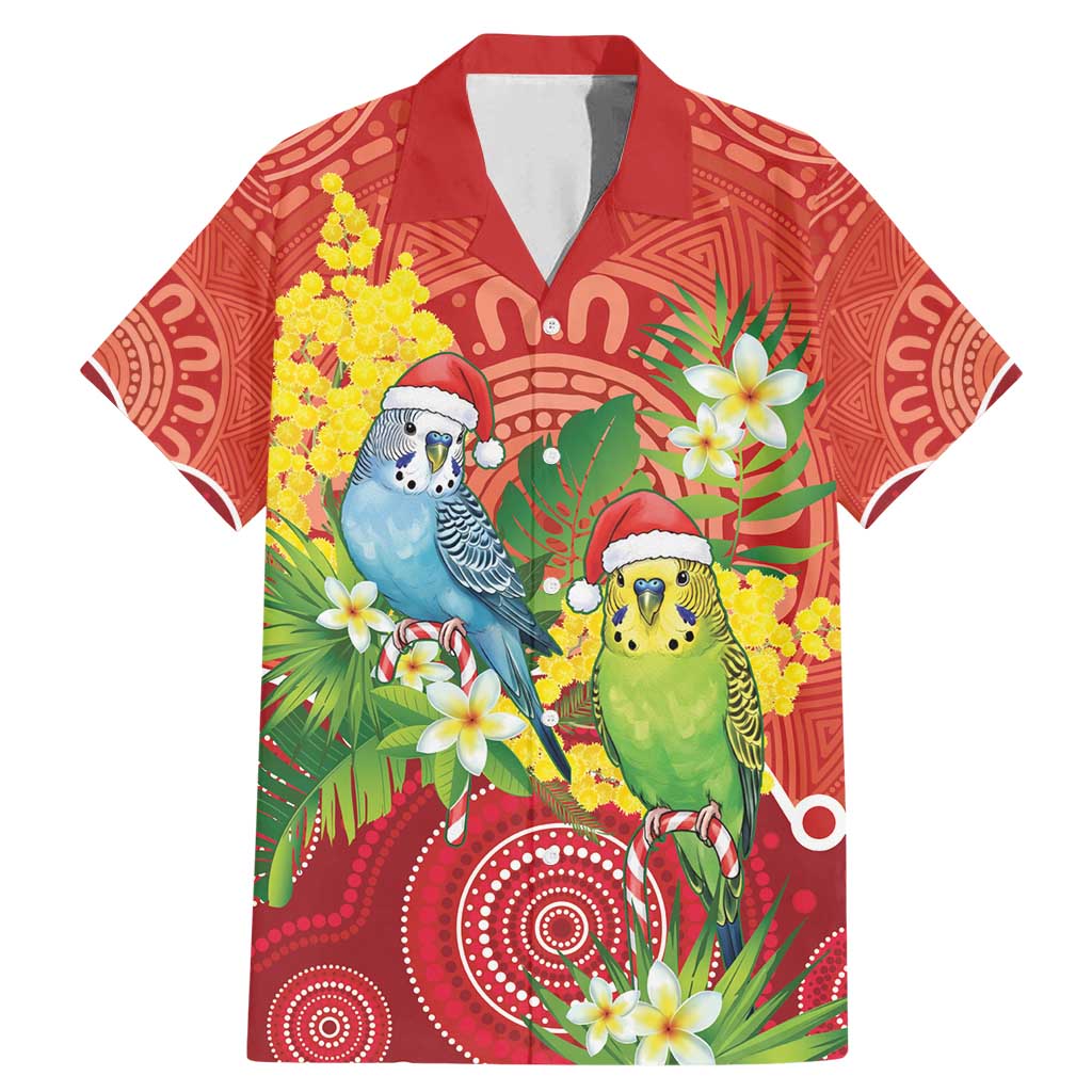 Budgerigar Australia Christmas Family Matching Mermaid Dress and Hawaiian Shirt Budgies Golden Wattle Aboriginal Red - Aussie Hoodie