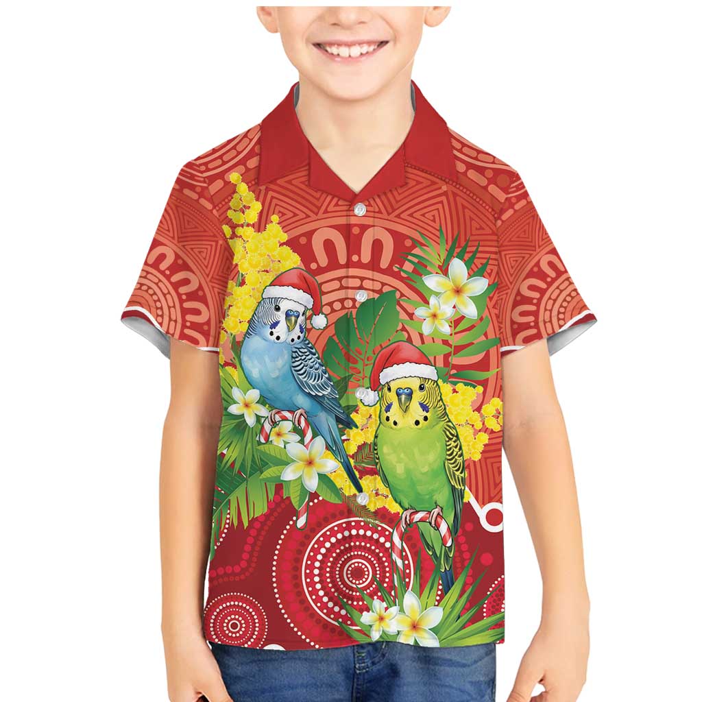 Budgerigar Australia Christmas Family Matching Mermaid Dress and Hawaiian Shirt Budgies Golden Wattle Aboriginal Red - Aussie Hoodie