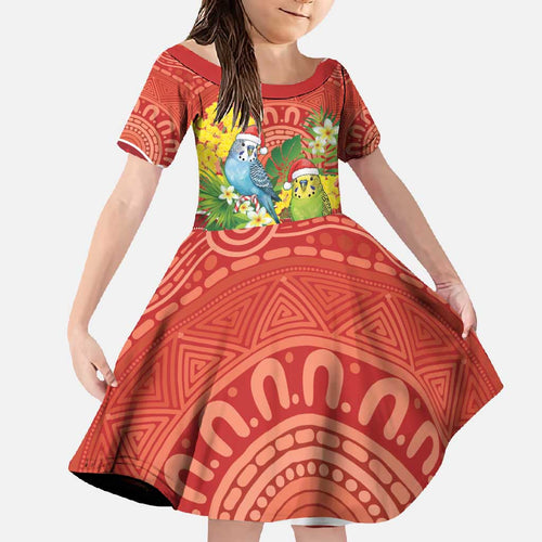 Budgerigar Australia Christmas Family Matching Off Shoulder Maxi Dress and Hawaiian Shirt Budgies Golden Wattle Aboriginal Red - Aussie Hoodie