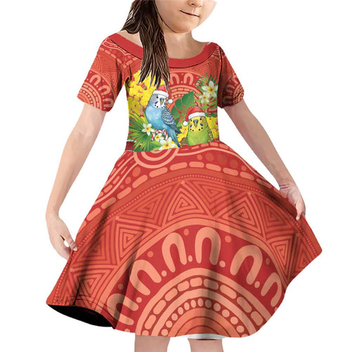 Budgerigar Australia Christmas Family Matching Off Shoulder Short Dress and Hawaiian Shirt Budgies Golden Wattle Aboriginal Red - Aussie Hoodie