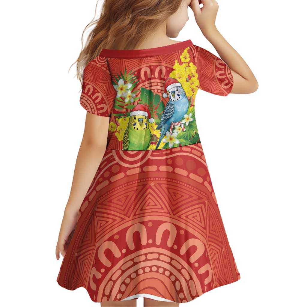 Budgerigar Australia Christmas Family Matching Off Shoulder Short Dress and Hawaiian Shirt Budgies Golden Wattle Aboriginal Red - Aussie Hoodie