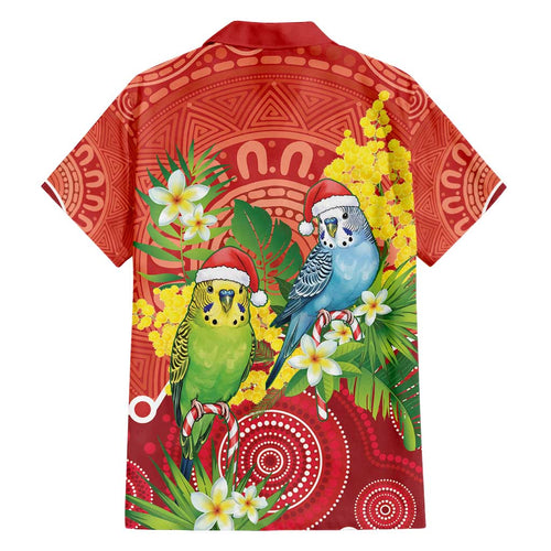 Budgerigar Australia Christmas Family Matching Puletasi and Hawaiian Shirt Budgies Golden Wattle Aboriginal Red - Aussie Hoodie