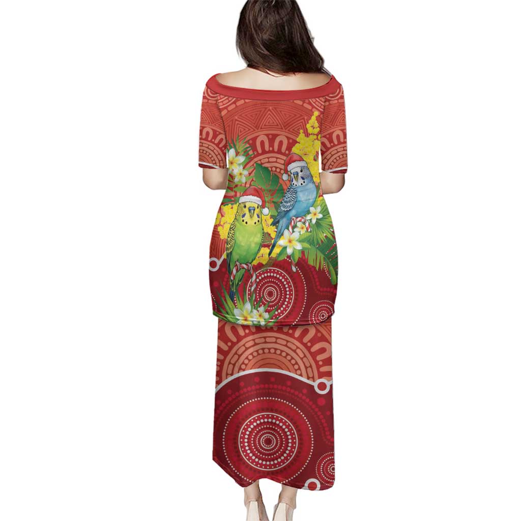 Budgerigar Australia Christmas Family Matching Puletasi and Hawaiian Shirt Budgies Golden Wattle Aboriginal Red - Aussie Hoodie