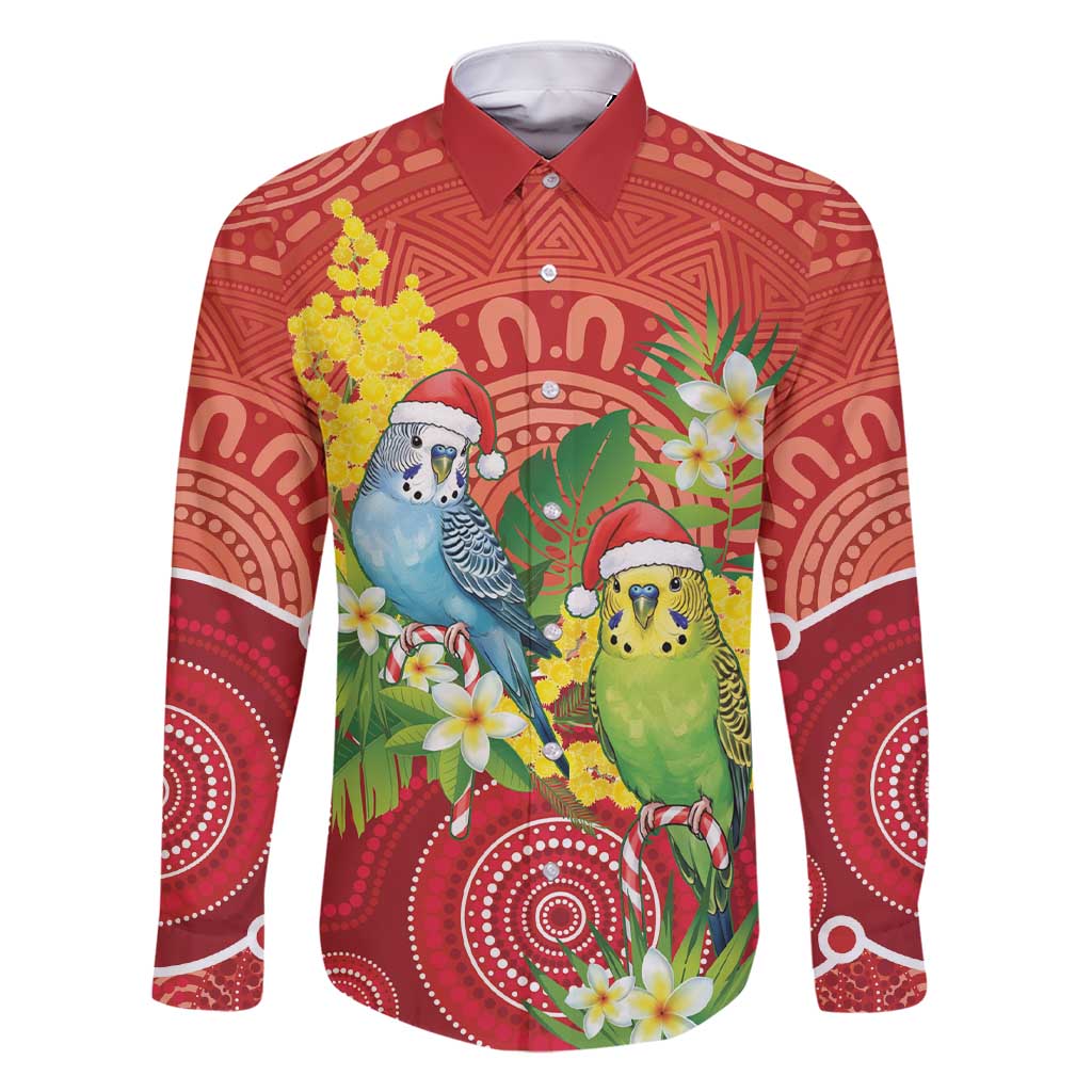 Budgerigar Australia Christmas Family Matching Short Sleeve Bodycon Dress and Hawaiian Shirt Budgies Golden Wattle Aboriginal Red - Aussie Hoodie