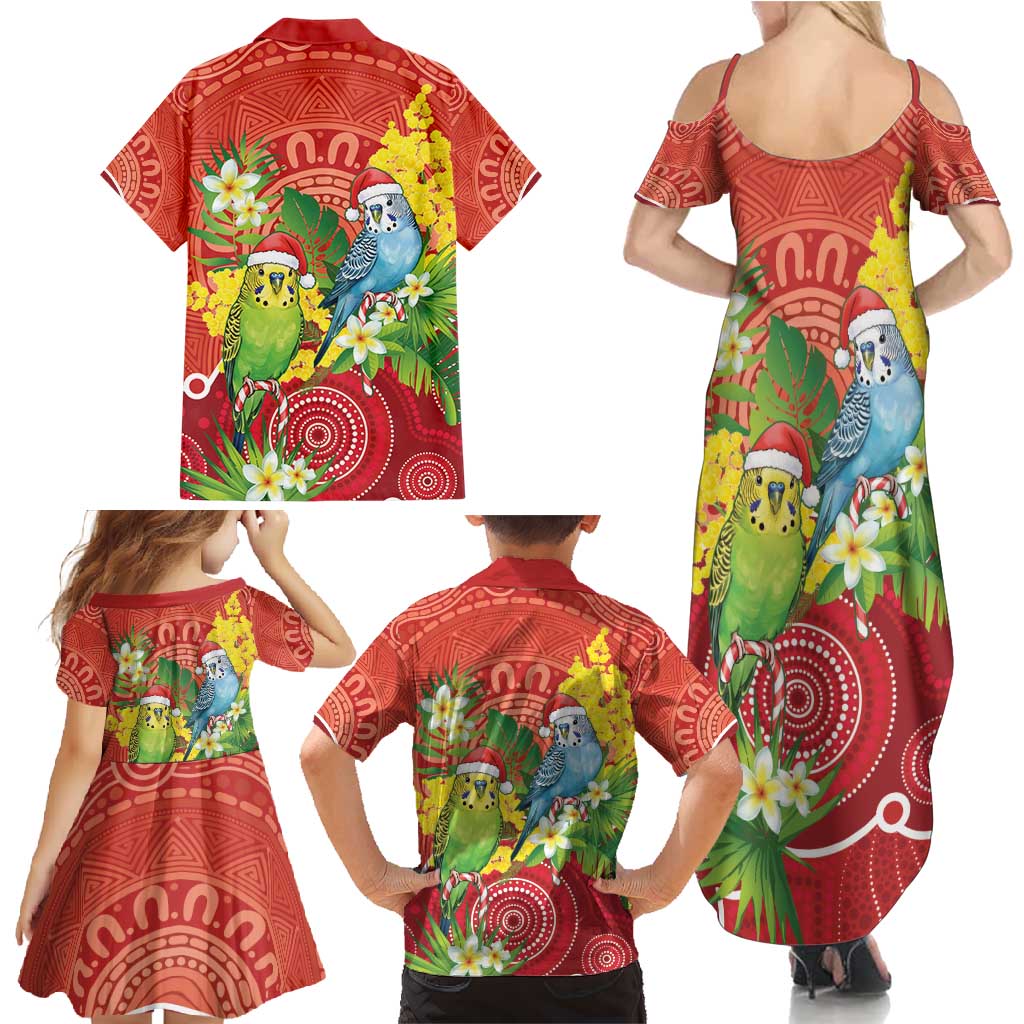 Budgerigar Australia Christmas Family Matching Summer Maxi Dress and Hawaiian Shirt Budgies Golden Wattle Aboriginal Red - Aussie Hoodie