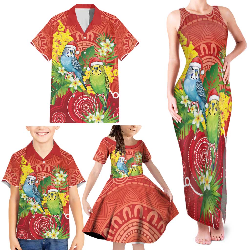 Budgerigar Australia Christmas Family Matching Tank Maxi Dress and Hawaiian Shirt Budgies Golden Wattle Aboriginal Red - Aussie Hoodie
