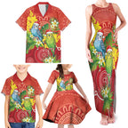 Budgerigar Australia Christmas Family Matching Tank Maxi Dress and Hawaiian Shirt Budgies Golden Wattle Aboriginal Red - Aussie Hoodie