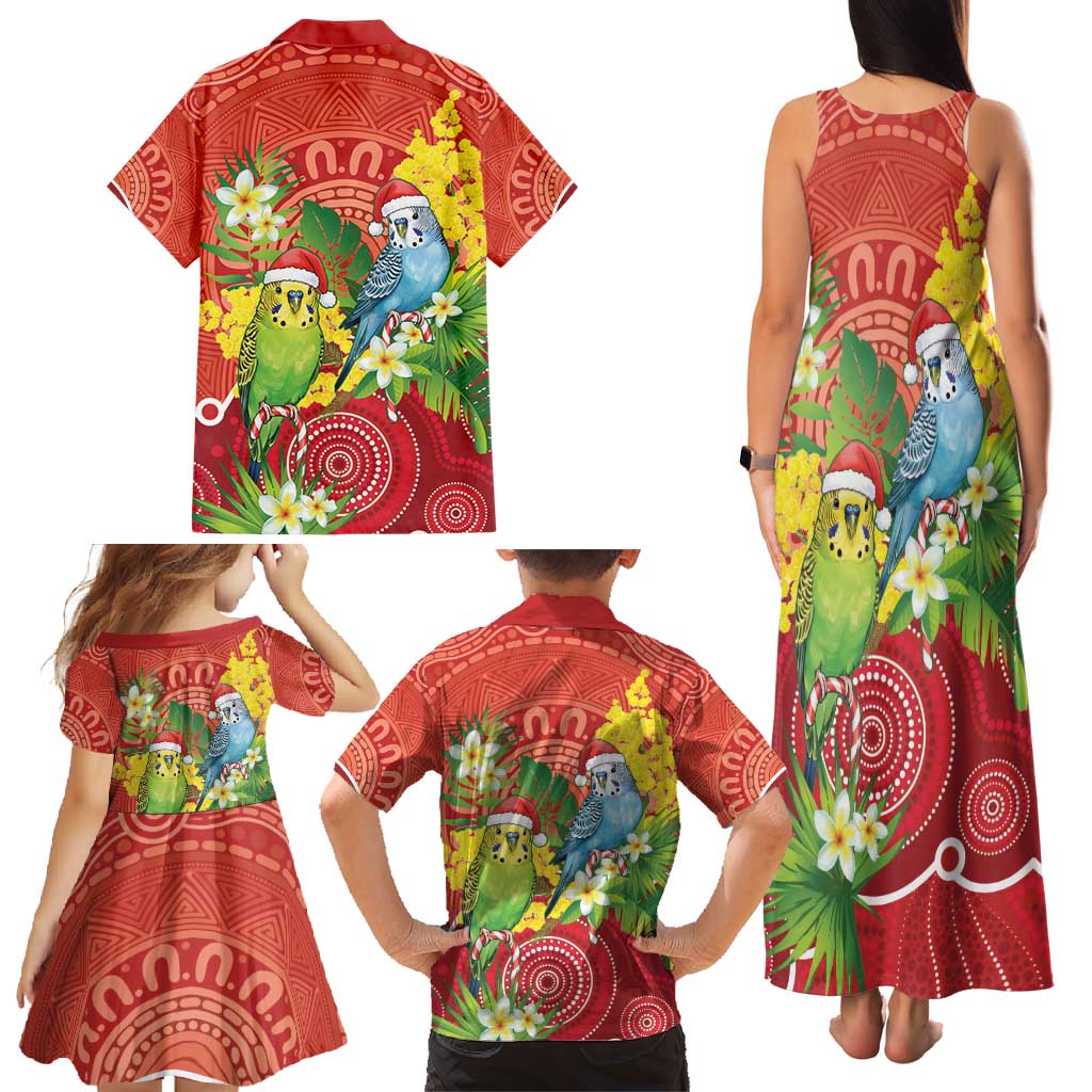 Budgerigar Australia Christmas Family Matching Tank Maxi Dress and Hawaiian Shirt Budgies Golden Wattle Aboriginal Red - Aussie Hoodie