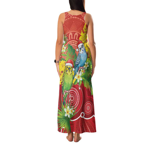 Budgerigar Australia Christmas Family Matching Tank Maxi Dress and Hawaiian Shirt Budgies Golden Wattle Aboriginal Red - Aussie Hoodie