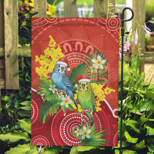 Budgerigar Australia Christmas Garden Flag Budgies Golden Wattle Aboriginal Red - Aussie Hoodie