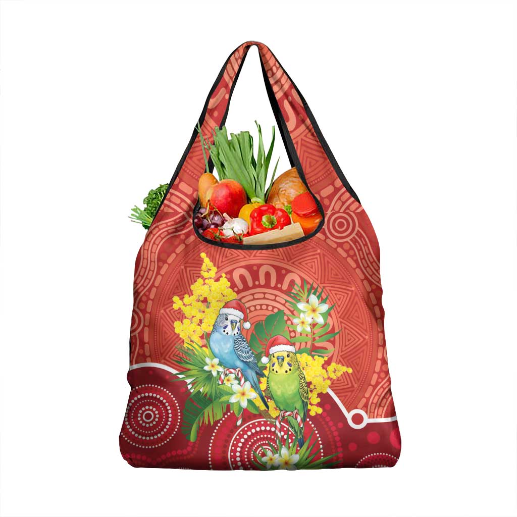 Budgerigar Australia Christmas Grocery Bag Budgies Golden Wattle Aboriginal Red - Aussie Hoodie