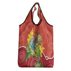 Budgerigar Australia Christmas Grocery Bag Budgies Golden Wattle Aboriginal Red - Aussie Hoodie