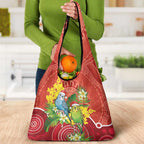 Budgerigar Australia Christmas Grocery Bag Budgies Golden Wattle Aboriginal Red - Aussie Hoodie