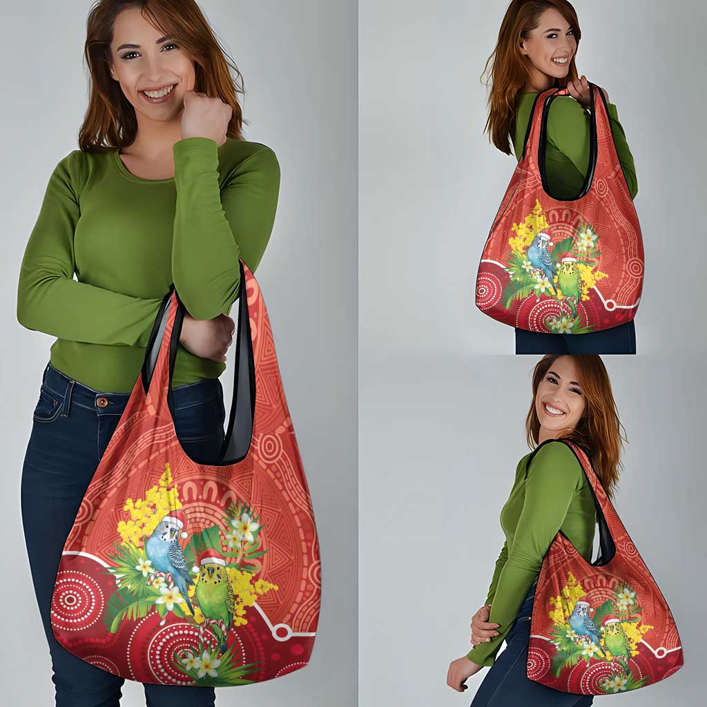 Budgerigar Australia Christmas Grocery Bag Budgies Golden Wattle Aboriginal Red - Aussie Hoodie