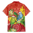 Budgerigar Australia Christmas Hawaiian Shirt Budgies Golden Wattle Aboriginal Red - Aussie Hoodie