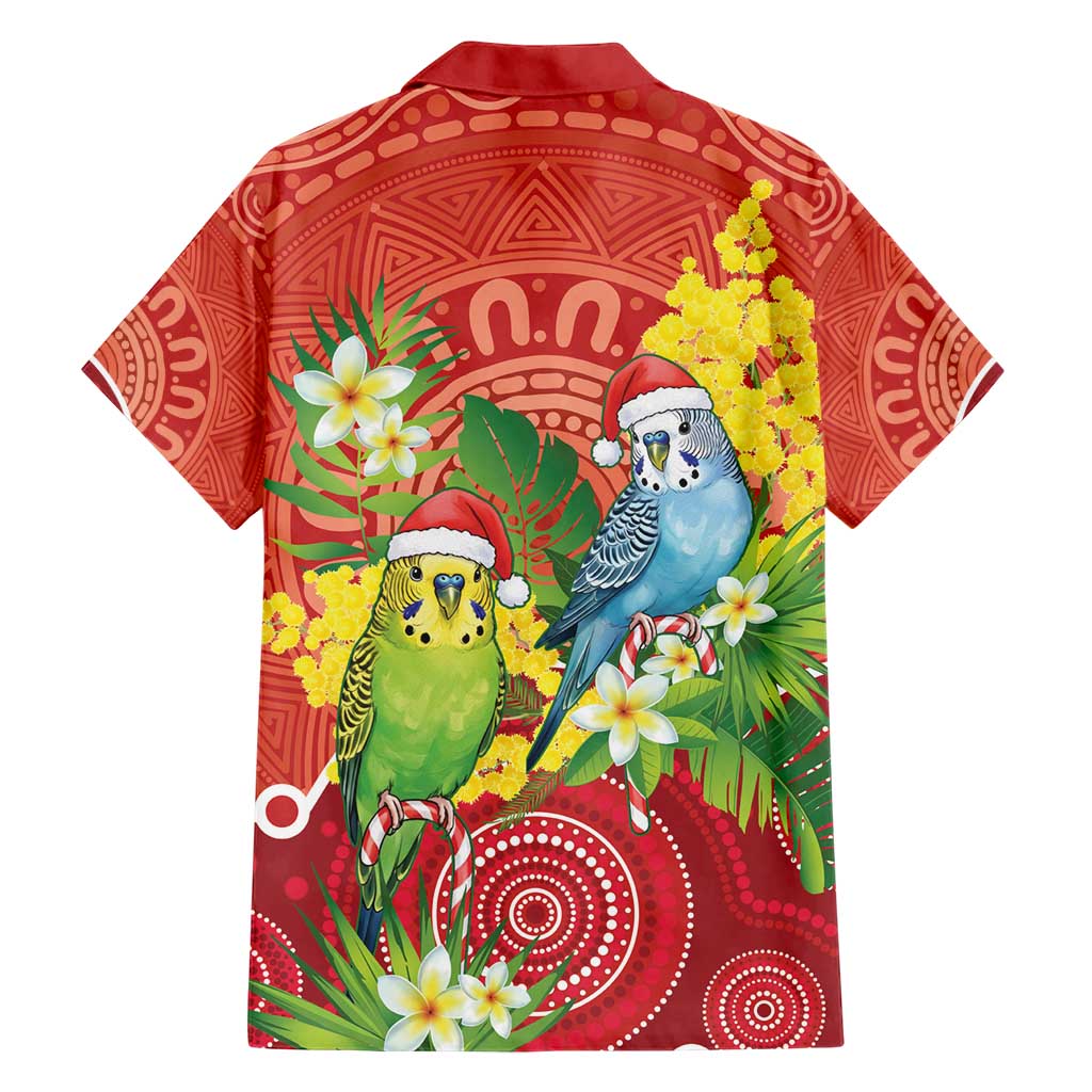 Budgerigar Australia Christmas Hawaiian Shirt Budgies Golden Wattle Aboriginal Red - Aussie Hoodie