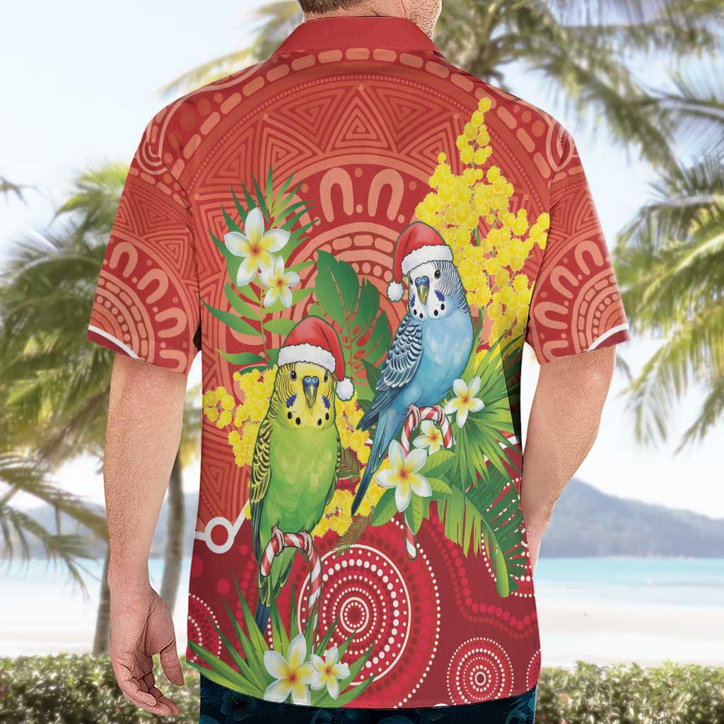 Budgerigar Australia Christmas Hawaiian Shirt Budgies Golden Wattle Aboriginal Red - Aussie Hoodie