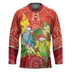 Budgerigar Australia Christmas Hockey Jersey Budgies Golden Wattle Aboriginal Red - Aussie Hoodie