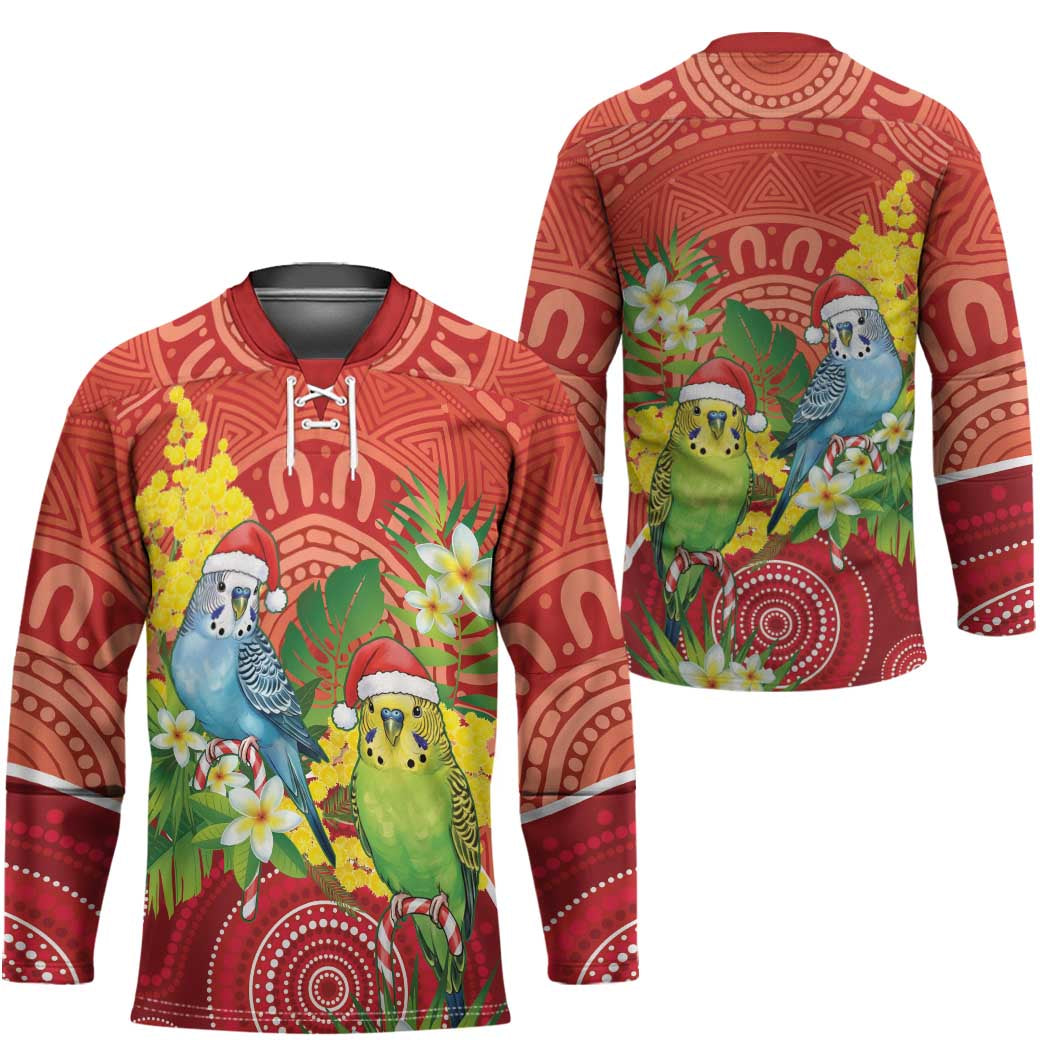 Budgerigar Australia Christmas Hockey Jersey Budgies Golden Wattle Aboriginal Red - Aussie Hoodie