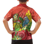 Budgerigar Australia Christmas Kid Hawaiian Shirt Budgies Golden Wattle Aboriginal Red - Aussie Hoodie