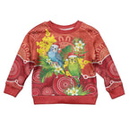 Budgerigar Australia Christmas Kid Ugly Christmas Sweater Budgies Golden Wattle Aboriginal Red - Aussie Hoodie