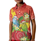 Budgerigar Australia Christmas Kid Polo Shirt Budgies Golden Wattle Aboriginal Red - Aussie Hoodie