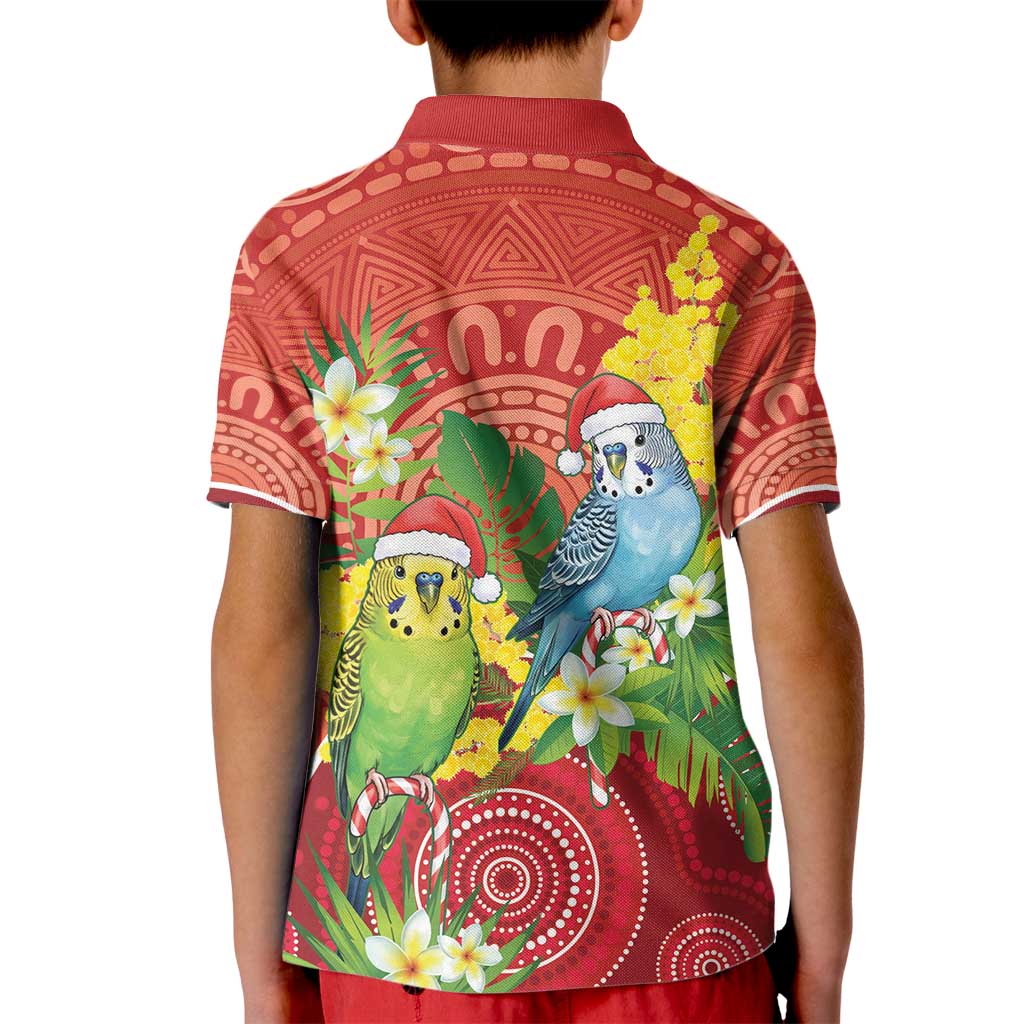 Budgerigar Australia Christmas Kid Polo Shirt Budgies Golden Wattle Aboriginal Red - Aussie Hoodie