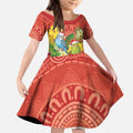 Budgerigar Australia Christmas Kid Short Sleeve Dress Budgies Golden Wattle Aboriginal Red - Aussie Hoodie