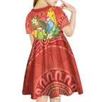 Budgerigar Australia Christmas Kid Short Sleeve Dress Budgies Golden Wattle Aboriginal Red - Aussie Hoodie