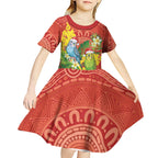 Budgerigar Australia Christmas Kid Short Sleeve Dress Budgies Golden Wattle Aboriginal Red - Aussie Hoodie