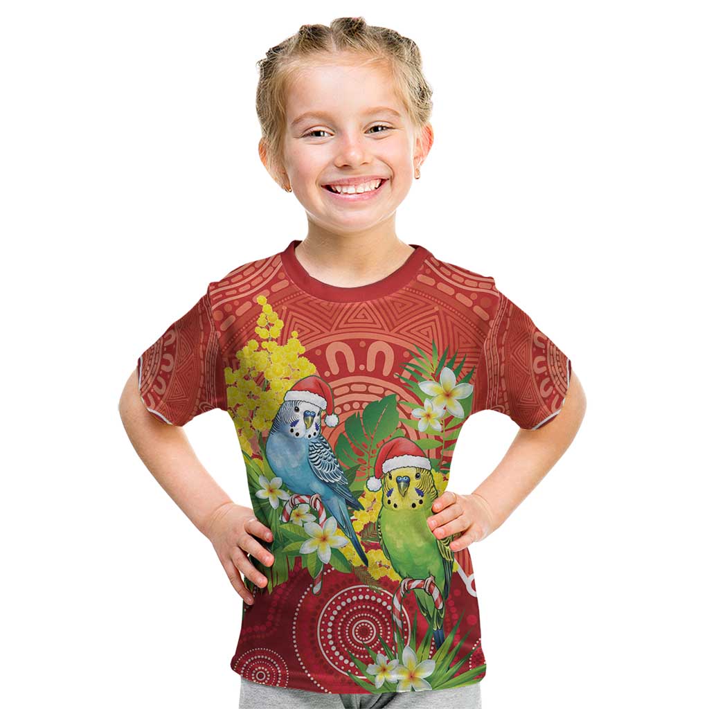 Budgerigar Australia Christmas Kid T Shirt Budgies Golden Wattle Aboriginal Red - Aussie Hoodie