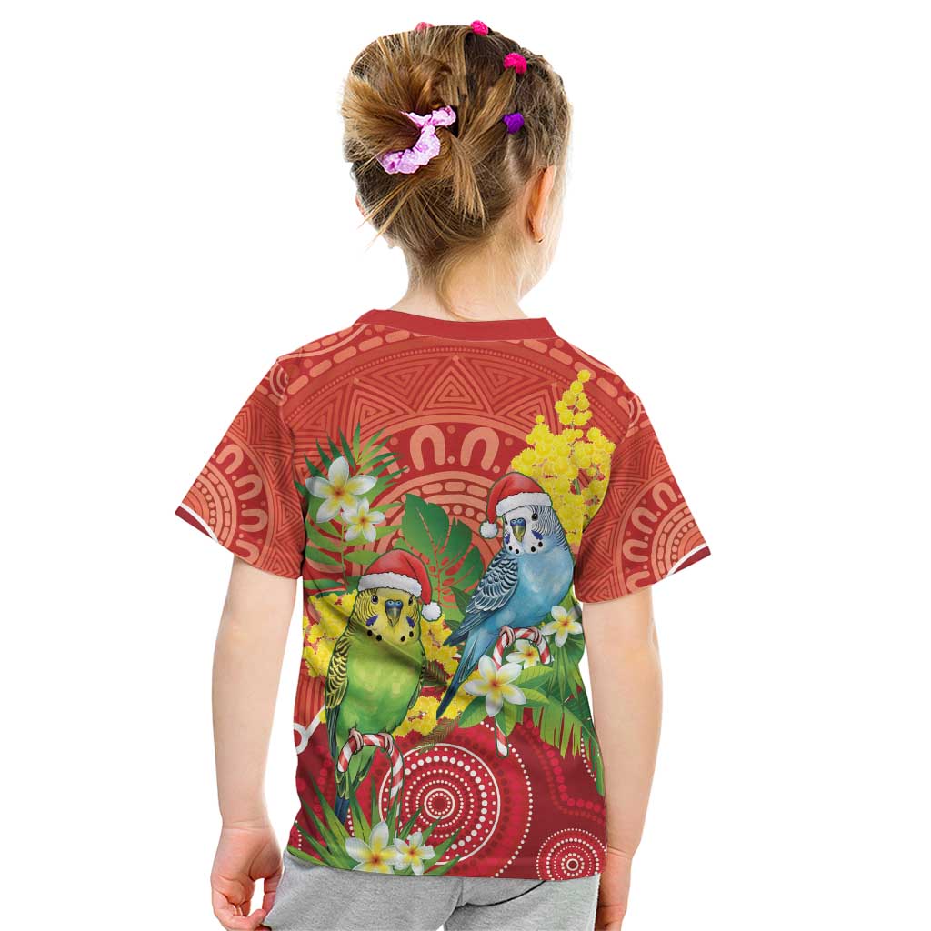 Budgerigar Australia Christmas Kid T Shirt Budgies Golden Wattle Aboriginal Red - Aussie Hoodie