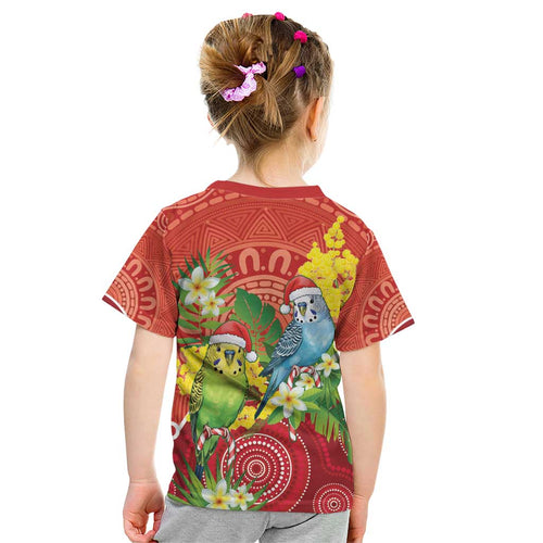 Budgerigar Australia Christmas Kid T Shirt Budgies Golden Wattle Aboriginal Red - Aussie Hoodie