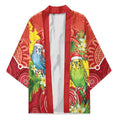 Budgerigar Australia Christmas Kimono Budgies Golden Wattle Aboriginal Red - Aussie Hoodie