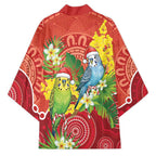 Budgerigar Australia Christmas Kimono Budgies Golden Wattle Aboriginal Red - Aussie Hoodie