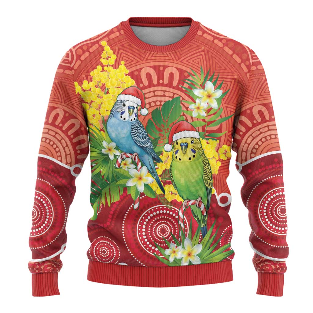Budgerigar Australia Christmas Ugly Christmas Sweater Budgies Golden Wattle Aboriginal Red - Aussie Hoodie