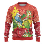 Budgerigar Australia Christmas Ugly Christmas Sweater Budgies Golden Wattle Aboriginal Red - Aussie Hoodie