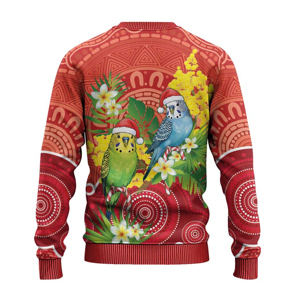 Budgerigar Australia Christmas Ugly Christmas Sweater Budgies Golden Wattle Aboriginal Red - Aussie Hoodie