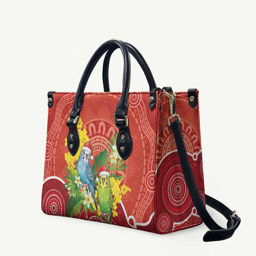 Budgerigar Australia Christmas Leather Bag Budgies Golden Wattle Aboriginal Red - Aussie Hoodie