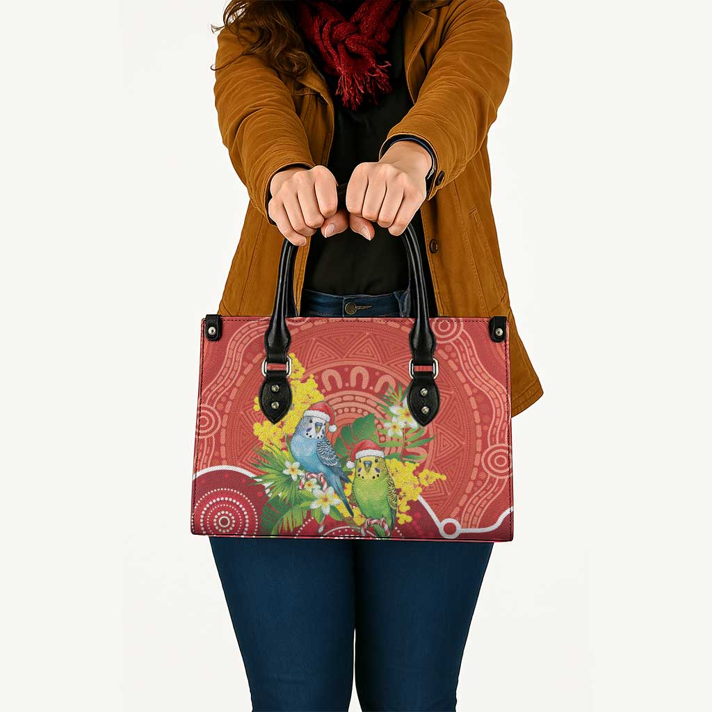 Budgerigar Australia Christmas Leather Bag Budgies Golden Wattle Aboriginal Red - Aussie Hoodie