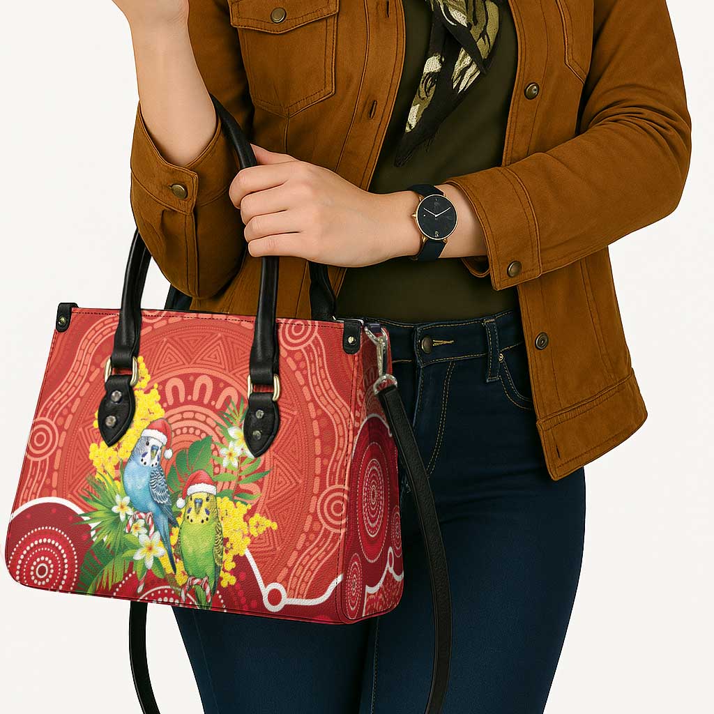 Budgerigar Australia Christmas Leather Bag Budgies Golden Wattle Aboriginal Red - Aussie Hoodie