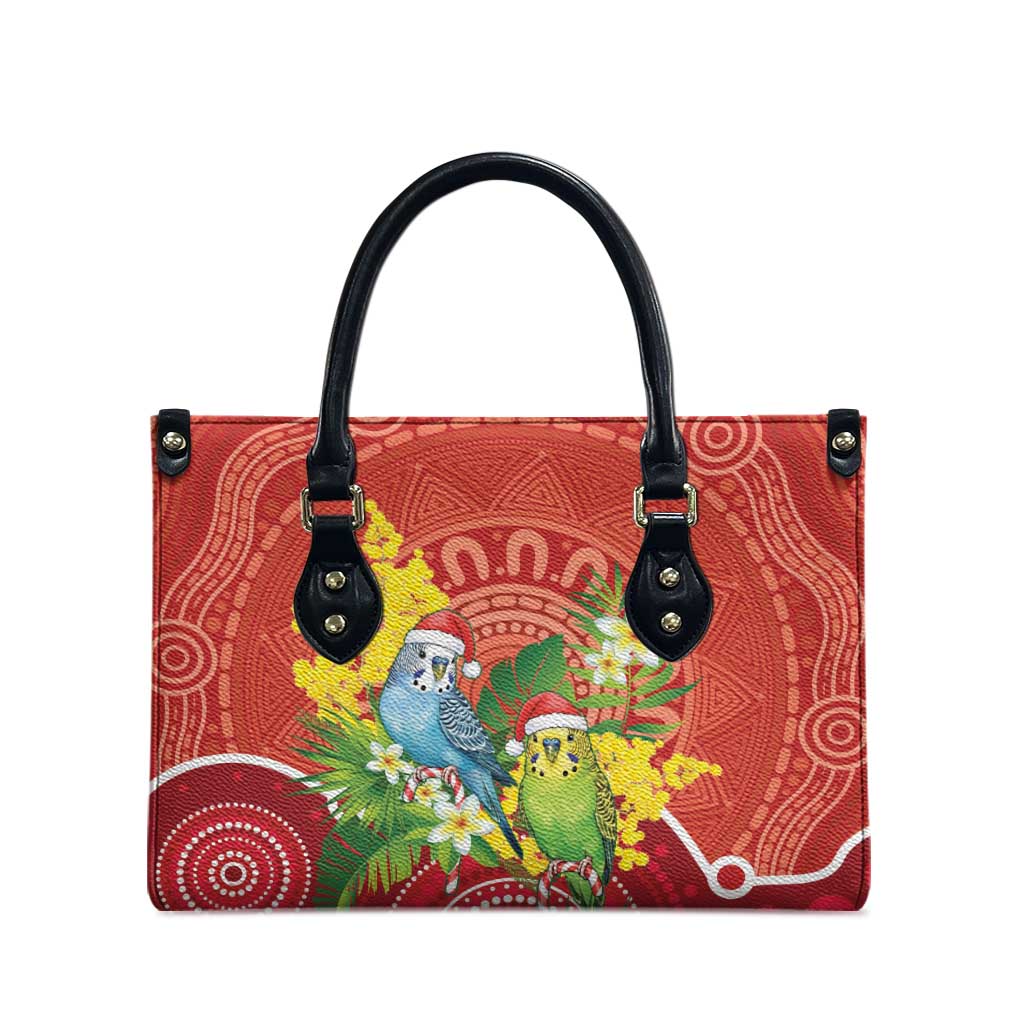 Budgerigar Australia Christmas Leather Bag Budgies Golden Wattle Aboriginal Red - Aussie Hoodie