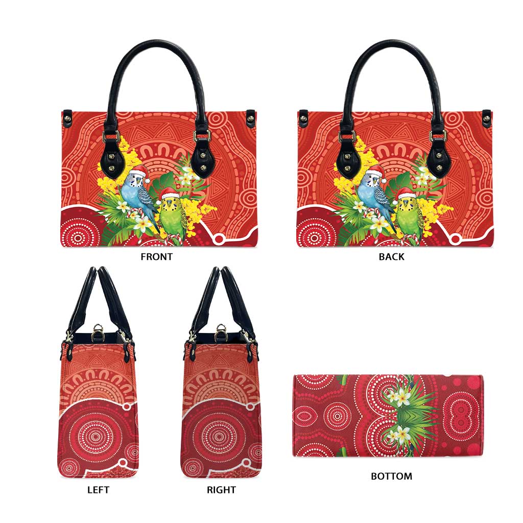 Budgerigar Australia Christmas Leather Bag Budgies Golden Wattle Aboriginal Red - Aussie Hoodie