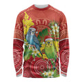 Budgerigar Australia Christmas Long Sleeve Shirt Budgies Golden Wattle Aboriginal Red - Aussie Hoodie