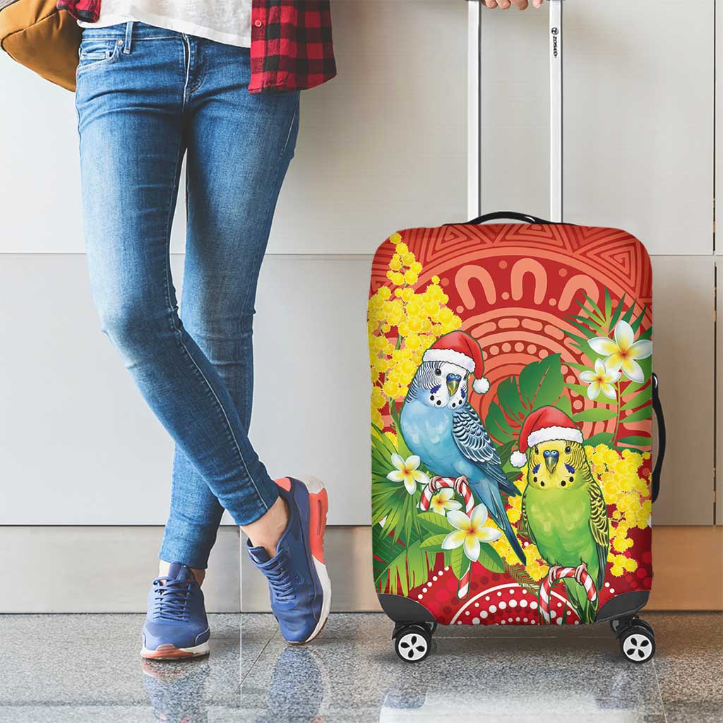 Budgerigar Australia Christmas Luggage Cover Budgies Golden Wattle Aboriginal Red - Aussie Hoodie
