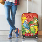 Budgerigar Australia Christmas Luggage Cover Budgies Golden Wattle Aboriginal Red - Aussie Hoodie